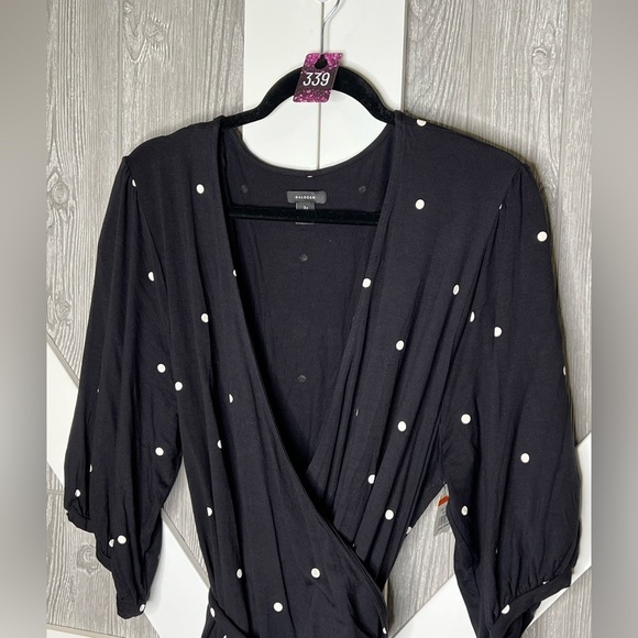 339. NWT Halogen Black Polka Dot Knit Wrap Top 3x - Picture 3 of 8